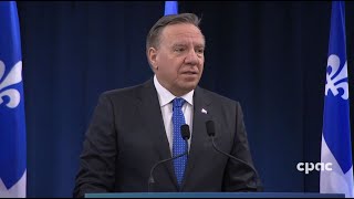 Propos du PM du Québec François Legault après avoir rencontré le PM Trudeau – 15 mars 2024 [upl. by Ahsikel]