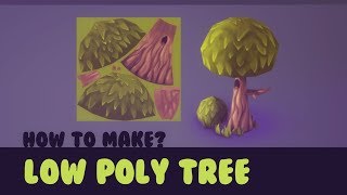 Timelapse Game art  How to create a Very low poly Tree model and hand painted texture in Blender [upl. by Gnaw]