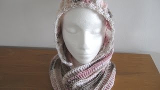 Hooded Cowl Crochet Tutorial  Riptide Hooded Cowl  Left Handed [upl. by Korwun]