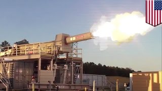 Railgun test firing US Navy released a cool video of a functional railgun  TomoNews [upl. by Carrelli783]