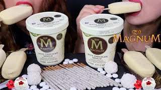 ASMR WHITE CHOCOLATE PARTY MAGNUM ICE CREAM FERRERO CHOCOLATES POCKY 리얼사운드 먹방  KimampLiz ASMR [upl. by Tanner]