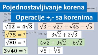 Pojednostavljivanje korena i operacije sa korenom [upl. by Balling]