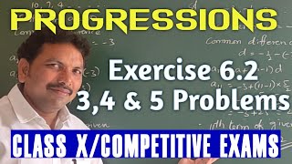 PROGRESSIONSEXERCISE 62  3 4 amp 5 PROBLEMSCLASS X [upl. by Fayola]