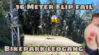 Bikepark Leogang 2023  16 Meter Backflip Fail Hot shots [upl. by Yeldarb]