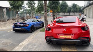 Exhaust Sound  Ferrari Portofino M  McLaren 720s [upl. by Other289]