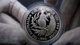 HD 1990 Australian Kookaburra  1 oz Proof Silver Coin  Perth Mint [upl. by Belia]