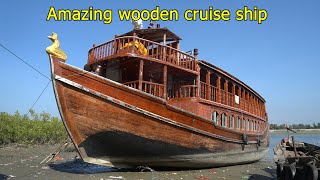 Amazing wooden cruise ship in Cox’s Bazar  Amazing Huge Wooden Boat Build Process [upl. by Aissej]