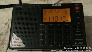 RADIO BRASIL CENTRAL 11815KHZ ONDAS CURTAS DE 25 METROS [upl. by Yeffej]