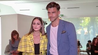 Olivia Palermo and Johannes Huebl front row for the Tods Fashion Show in Milan [upl. by Llorrad]