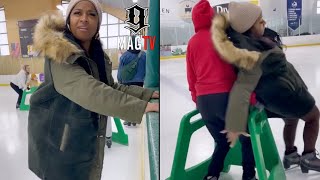 Toya Johnson Gets Run Over While Ice Skating During All Ladies Winter Vacation ⛸ [upl. by Ahsinej114]