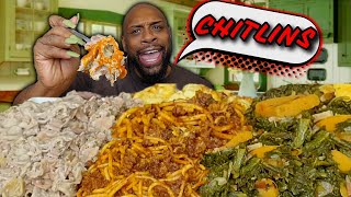 MASSIVE CHITLINS SOULFOOD MUKBANG  CHITTERLINGS  THANKSGIVING FOOD [upl. by Etan]