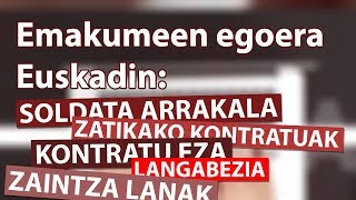 Emakumeen egoera Euskadin Soldataarrakala zatikako kontratuak langabezia zaintza lanak [upl. by Suciram]