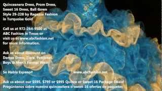 29228 Ragazza Fashion Turquoise Gold Quinceanera Dress Sweet 16 Ball Gown by wwwabcfashionnet [upl. by Yssac]