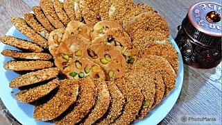 Barazek  Traditional Syrian Sesame Pistachio Cookies [upl. by Grof]