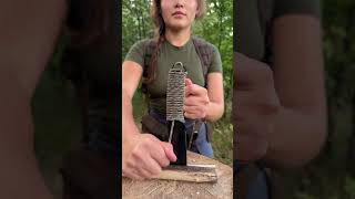 Her Survival skills will Fry 🔪 camping survival bushcraft outdoors lifehack [upl. by Ecila238]