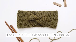 DIY EASY CROCHET HEADBAND EAR WARMER FOR ABSOLUTE BEGINNERS [upl. by Frost]