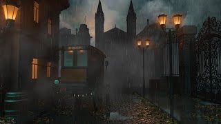 Victorian London Ambience  Foggy Victorian Era Night With Rain Sounds Horses Church Bell [upl. by Adnauq]