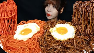 Eating black bean noodles and schezwan noodles । black bean noodles schezwan noodles eating mukbang [upl. by Nehte]