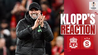 Klopp Reacts to Europa League Progression  Liverpool 61 Sparta Prague [upl. by Aicilev84]