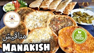 Manakeesh Rezept  lebanese Manakish recipe jibneh amp Zaatar arabic food Pizza [upl. by Lanam]