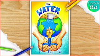 Save Water Save Earth poster Drawing  World Water Day 3 March 2023 Drawing [upl. by Yrrok]