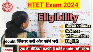 HTET EXAM 2024 Eligibility by teaching goals  HTET TGT SSTmathsenglishscience eligibility [upl. by Aerona]