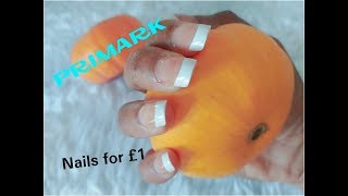 Primark Nails for £1 DIY Stick on French Tips Nail [upl. by Atnwahsal2]