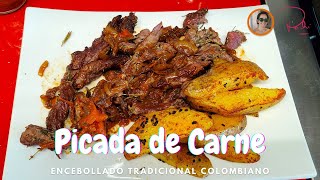 BISTEC ENCEBOLLADO COLOMBIANO  PICADA DE CARNE o CENA [upl. by Cavallaro]