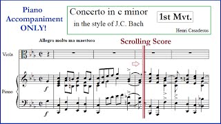 JC Bach Casadesus Viola Concerto Mvt 1  Piano ONLY [upl. by Aixela]