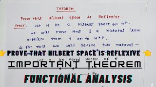 Prove that Every Hilbert space is reflexive  functionalanalysis  important theorem [upl. by Arreit823]