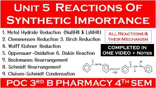 Unit 5 Reactions of synthetic importance complete  pharmaceutical organic chemistry 4th semester [upl. by Stich]