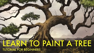 Learn To Paint A Tree Landscape Tutorial For Beginners  Digital Painting Tutorial Photoshop 2021 [upl. by Carolus]