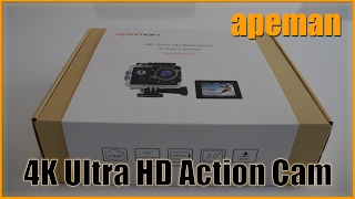 Apeman 4K Ultra HD Action Cam  Unboxing  Zubehör  Testaufnahmen [upl. by Ydnes540]