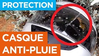 Démo PROTECTION ANTIPLUIE pour CASQUE MOTO pour VISIBILITÉ et SÉCURITÉ [upl. by Anahahs518]