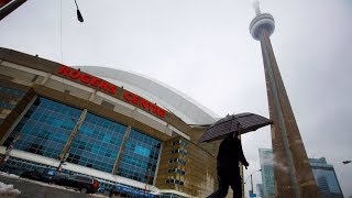 Ice from CN Tower hitting Rogers Centre causes Blue Jays cancellation [upl. by Niatirb]