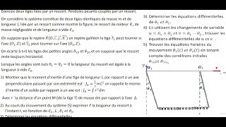 Exercice mécanique deux tiges liées par un ressort Pendules pesants couplés par un ressort [upl. by Patman850]