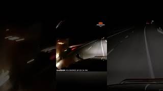 Trucker hits bobtail that is going slow with flashing lights [upl. by Atinuaj]