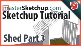 Sketchup Tutorial  Model a Shed Part 3  Rafter Framing [upl. by Notna]