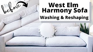 West Elm Harmony Sofa Restuffing Cushions Washing Fabric amp Review After a Year amp 12 [upl. by Xaviera]