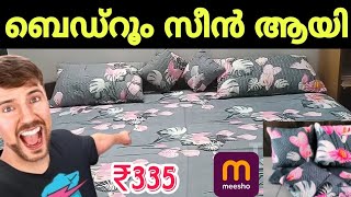 Trending Meesho Items  5 Pieces Bedsheet Set  Meesho Haul  Double Bedsheet  Malayalam  Review [upl. by Noillid]