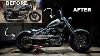 Harley Davidson Sportster to Hardtail Bobber Fabrication Build in 20 Minutes [upl. by Renie874]