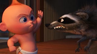 Incredibles 2 Fight Scene in Full JackJack vs Raccoon Exclusive [upl. by Cymbre]