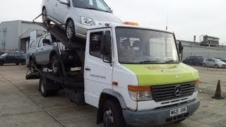 Mercedes Vario 814d wdb670 recovery truck 2 car transportermp4 [upl. by Cirillo]