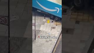 Amazon lorry hits a bollard in Ealing shorts [upl. by Hillari]