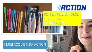 HAUL ACTION e PROVA CARTOLERIA ECONOMICA  RECENSIONE PENNE GLITTER PENNARELLI E BRUSH PEN [upl. by Zilef]