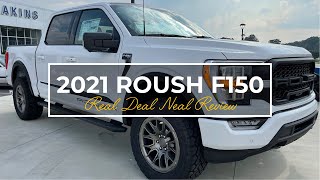 FIRST LOOK 2021 All NEW ROUSH F150 Leveled on 33s  Oxford White Ford by Roush Performance Review [upl. by Daphna]