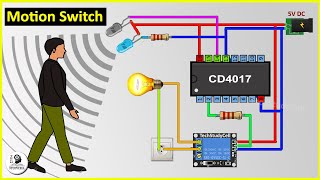 How To Make Motion Sensor Light Switch using CD4017 amp IR sensor at Home [upl. by Helene]