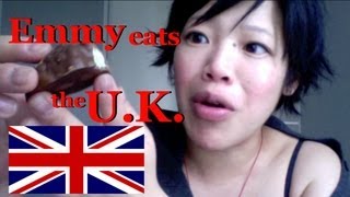 Emmy Eats the UK  tasting British sweets [upl. by Oirottiv]