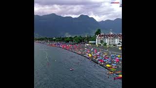 Pucón Playa Grande Lago Villarrica Verano 2023 Turismo Araucanía Chile Vista Aérea Drone Temuco [upl. by Llesirg]