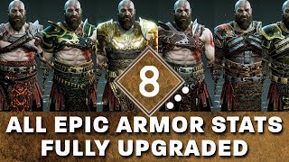 God of War  All Epic Armor Sets  Fully Upgraded Stats Showcase and How to Get The Best Epic Armor [upl. by Elleinaj]